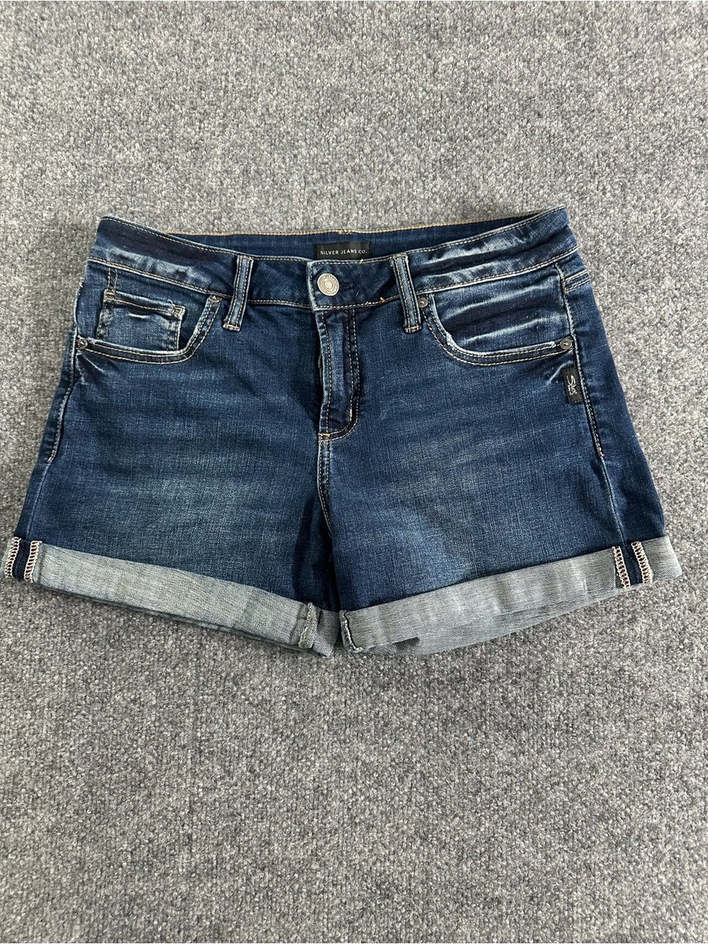 Silver Jeans Boyfriend Shorts Rolled Hem Mid Rise Denim Shorts Size 10